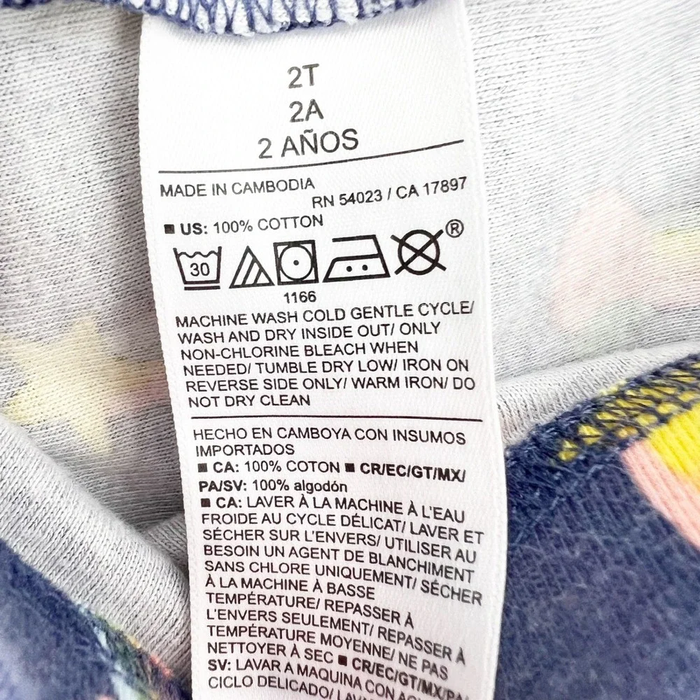 Old Navy Kids 2T Rainbow Star Strawberry Pajama Set Navy Blue 2pc Cotton PJs